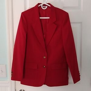 Edwards red polyester blazer. Size 6 Tall